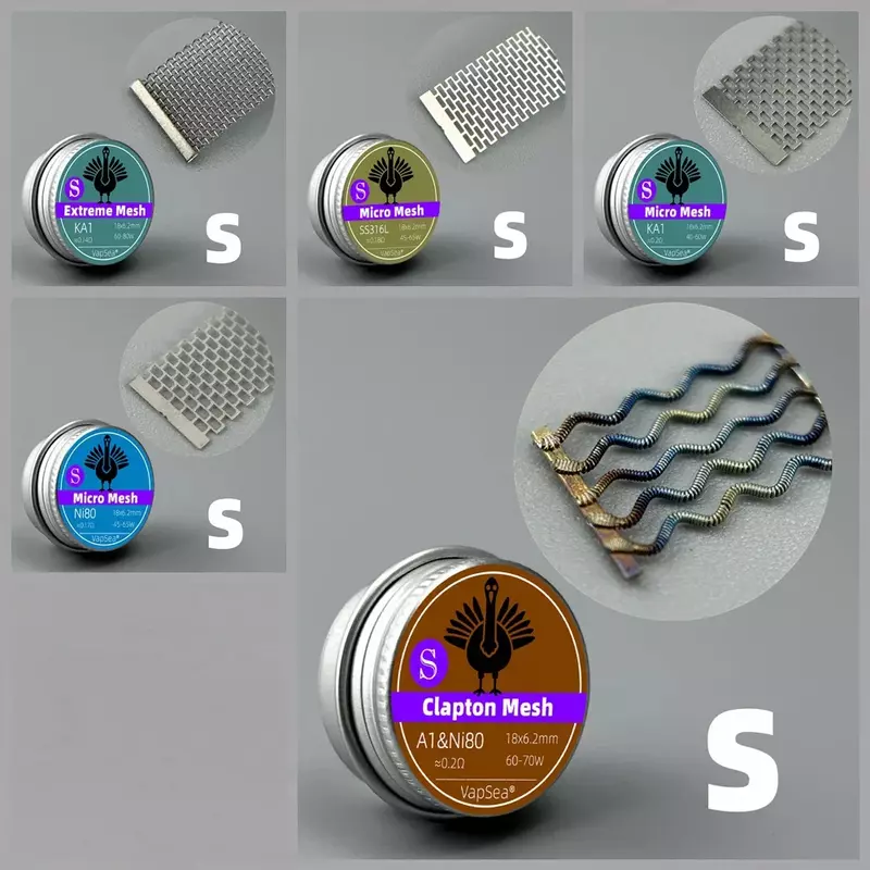14 Types 6.2/6.8/8/8.5mm Width Micro/Turbo/Clapton/Extreme Mesh A1/Ni80/SS316L NexMesh Tools Coil Can Package