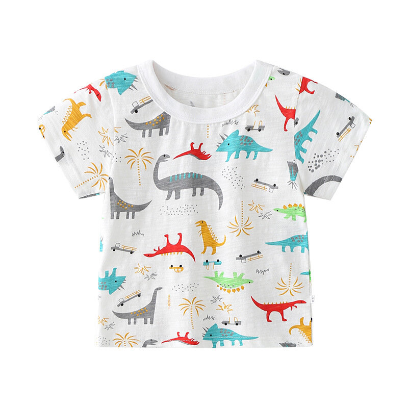 Camisetas de mezcla de algodón para niños pequeños, camisetas de dinosaurios, ropa de verano para niños