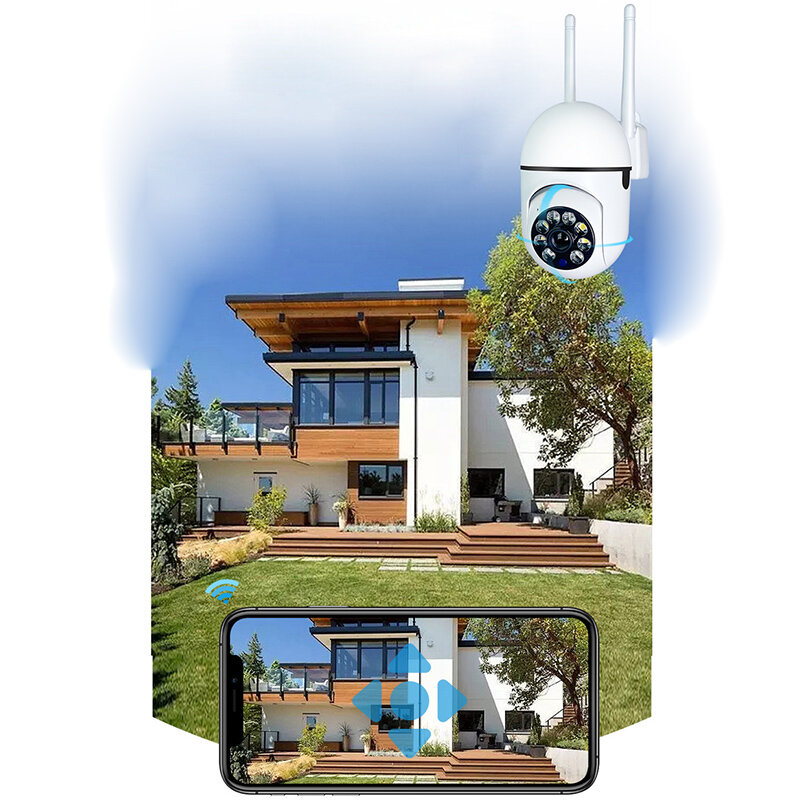 Cámara IP de visión nocturna para exteriores, videocámara de vigilancia de seguridad con WiFi, seguimiento de movimiento, Audio bidireccional, compatible con tarjeta TF, 1080P