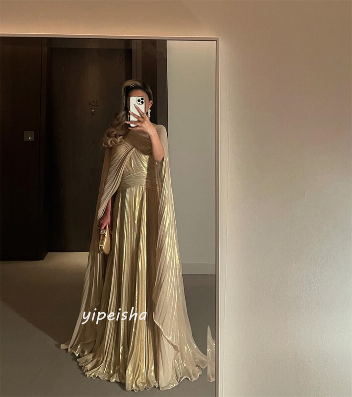 Vestido de fiesta de Organza drapeado de Arabia Saudita, vestido de noche plisado Formal, joya de línea A, vestido de ocasión a medida, vestidos largos