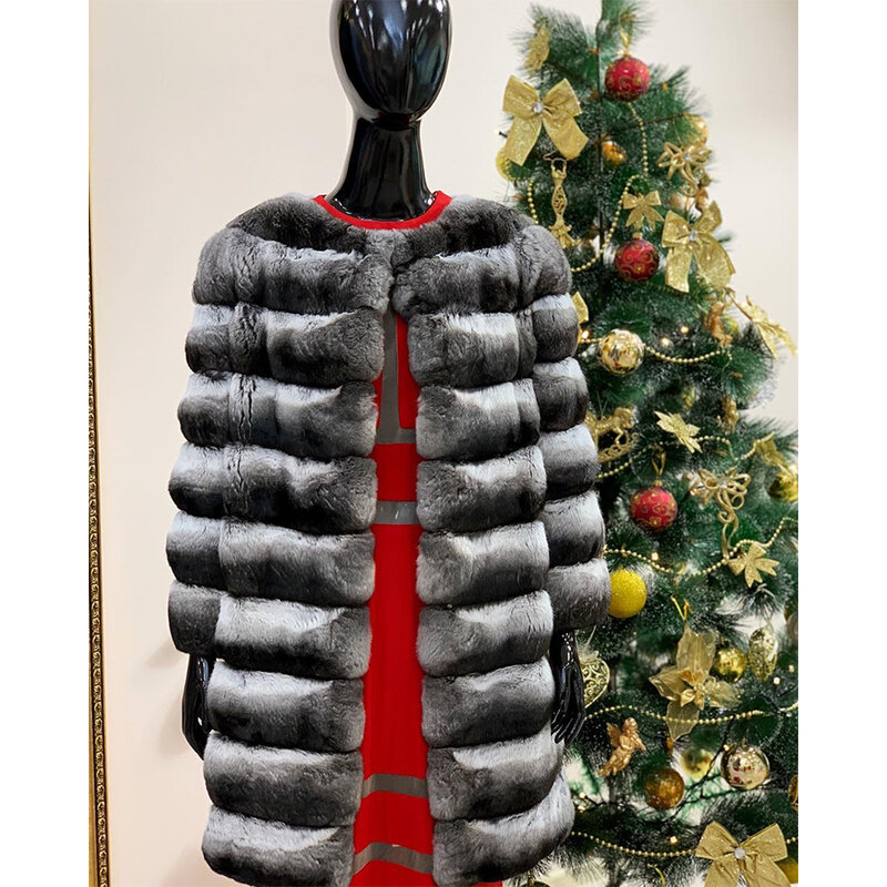 Real Rex Rabbit Fur Coat Ladies Chinchilla Genuine Short Fur Jacket High Quality Real Fur Coats For Women