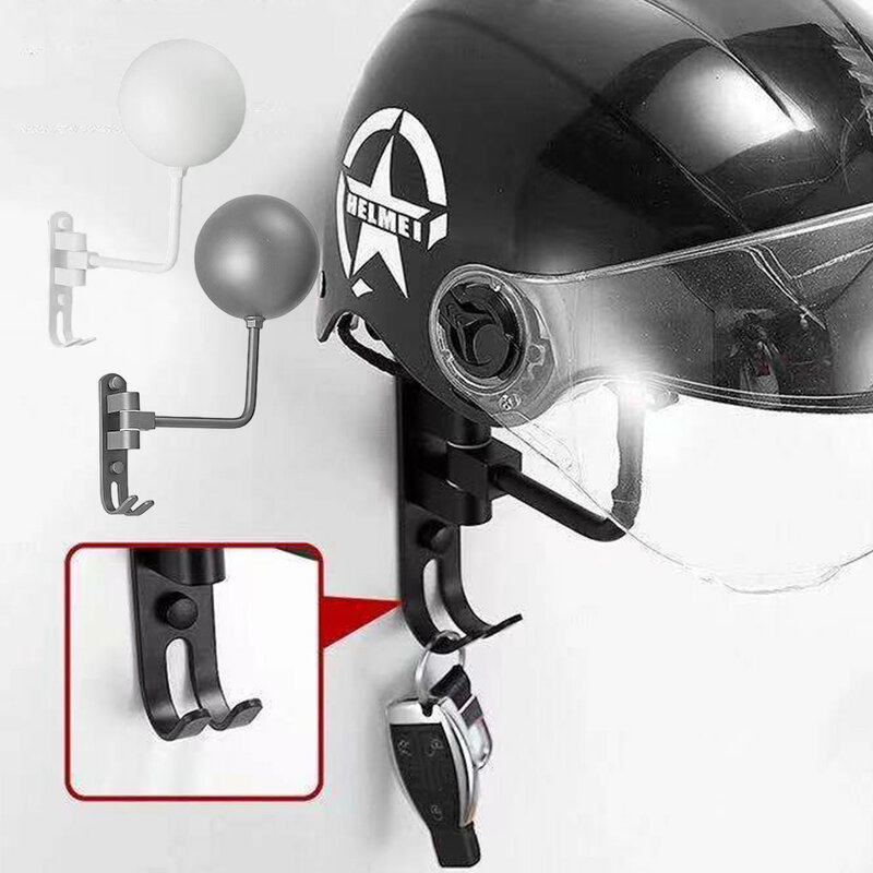 Space-saving Wall Mount Helmet Holder For Easy Helmet Organization Sturdy And Stable Helmet Hanger white