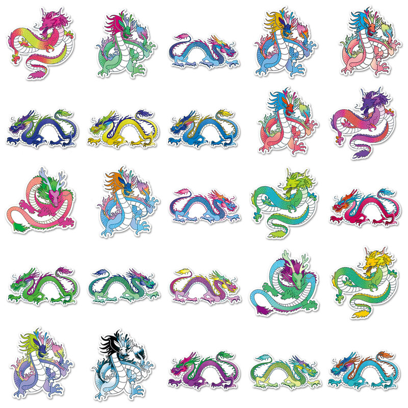 Pegatinas de grafiti de la serie dragón chino, dibujos animados de 50 piezas, adecuado para cascos de ordenador portátil, decoración de escritorio, pegatinas DIY, juguetes al por mayor