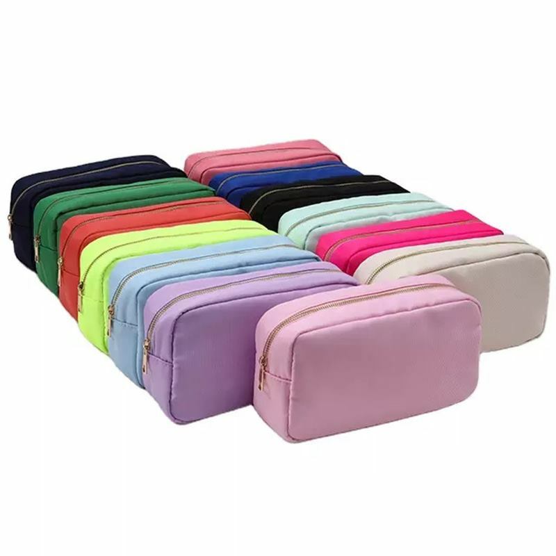 Stock Multi Colors Nylon Pouch Large Cosmetic Bag Zipper Toiletries Organizer Bag For Women Girls Gift Makeup Pouch