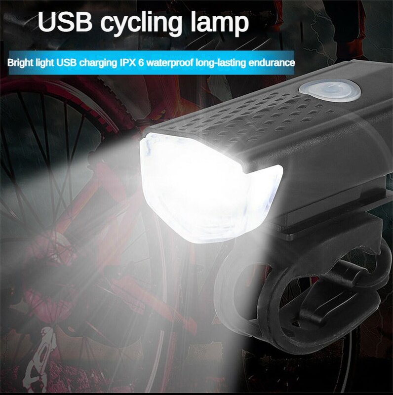 Ensemble d'éclairage de vélo aste USB, feu avant avec feu arrière, facile à installer, accessoires de vélo pour VTT et tout-terrain