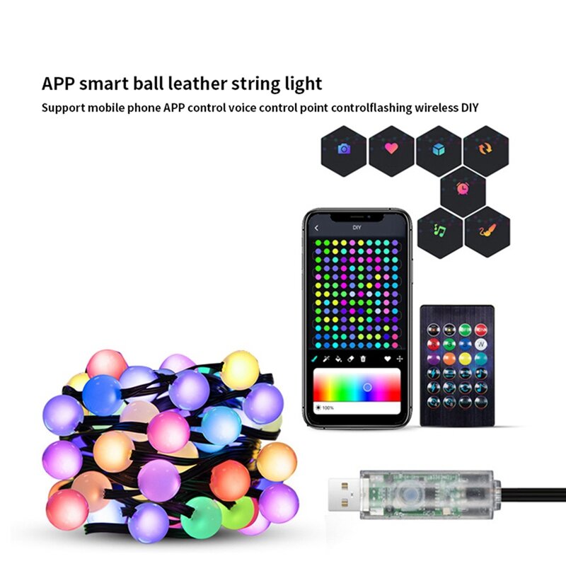 Smart LED RGB String Light Outdoor Decoration DIY Home Decor String Lights Lamp Waterproof Night Light Camping Light Easy To Use