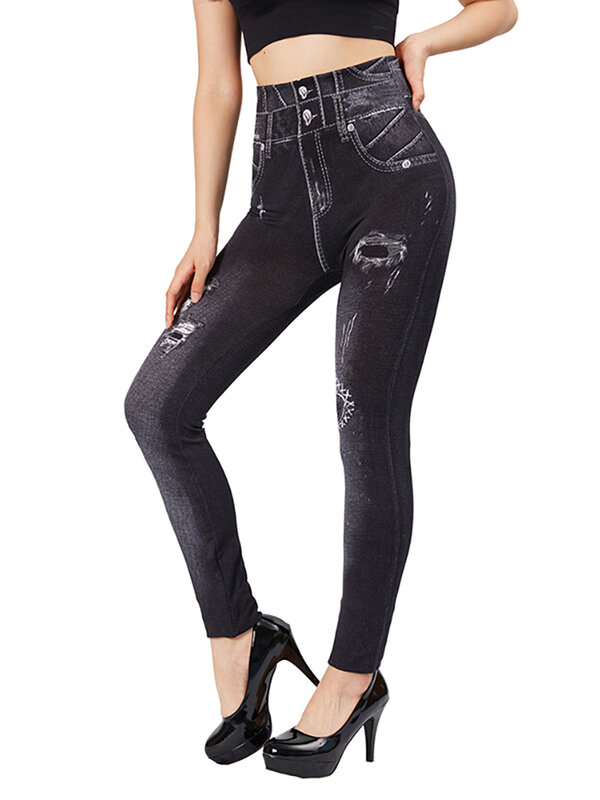Женские облегающие Джеггинсы YSDNCHI, черные эластичные джеггинсы с принтом в виде сердечек, облегающие джинсовые брюки-карандаш с высокой талией