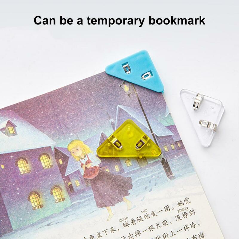Clips de esquina de libro para niños, protectores de esquina de libro, juego de 5 Clips de esquina triangulares transparentes para evitar el rizado de libros