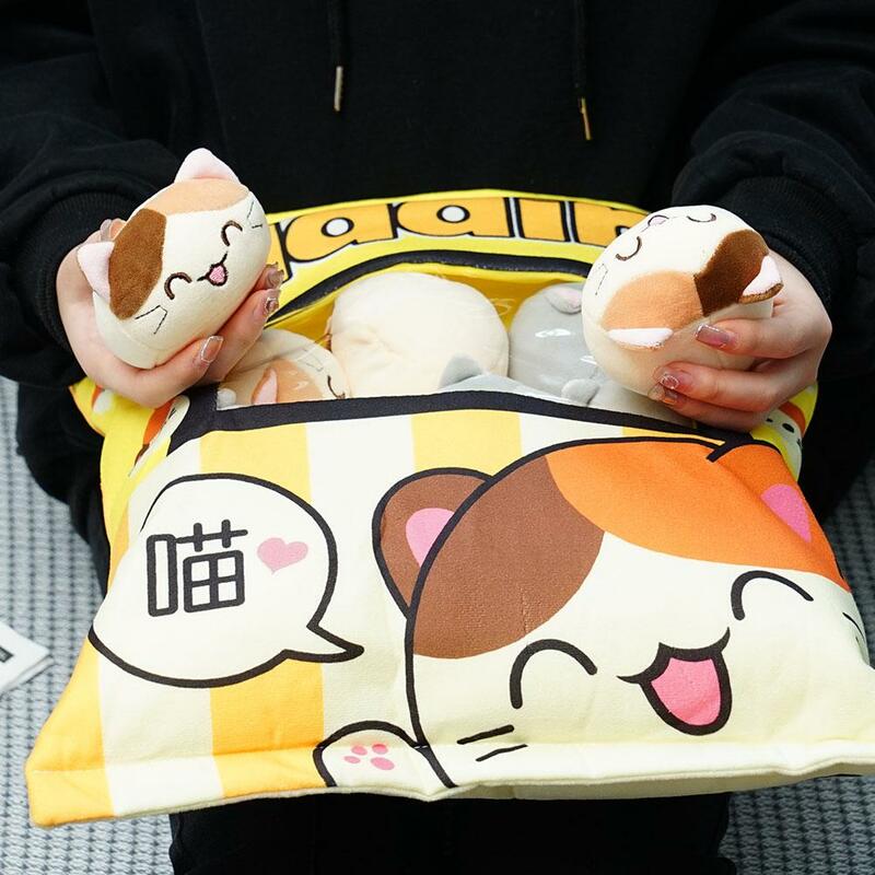 귀여운 고양이 간식 베개 푸딩 장식, 미니 동물 고양이 인형 푸딩 봉제 장난감, 귀여운 봉제 베개 선물