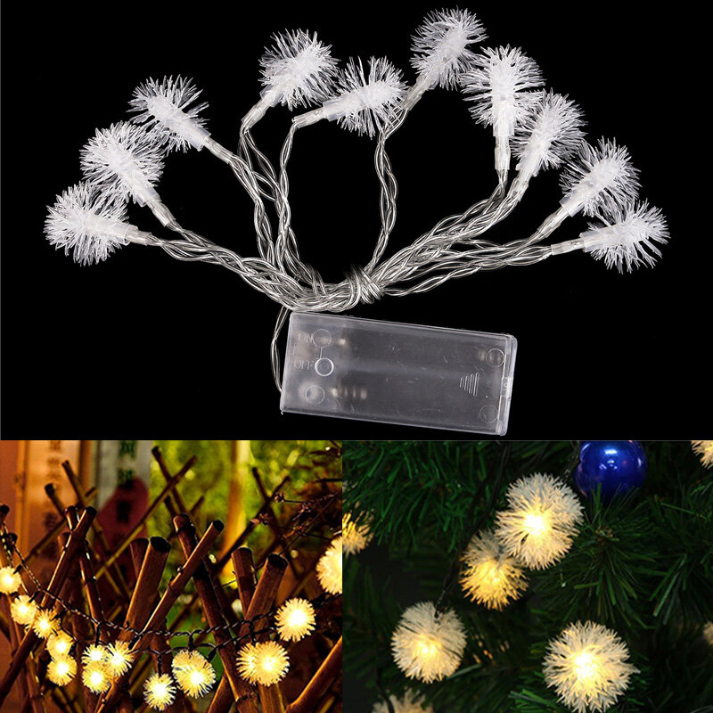 Tira de luces LED decorativas para decoración de Navidad, bola peluda de diente de león, ideal para fiestas, árboles, bodas, 1,5 m/3m/6m