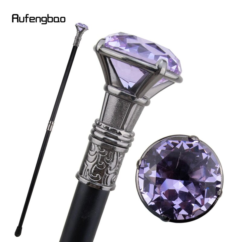 Bastón de plata tipo diamante púrpura para caminar, bastón decorativo de moda, caballero elegante, perilla de bastón de Cosplay, Crosier 93cm