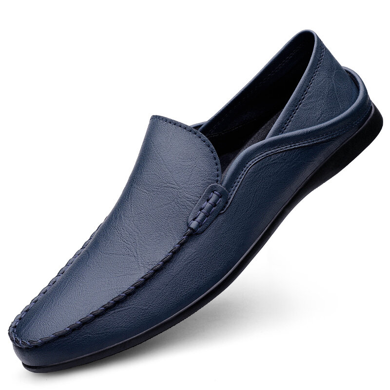 Mocassins de couro macios e confortáveis masculinos, sapatos masculinos para dirigir, sapatilhas casuais, designer de luxo