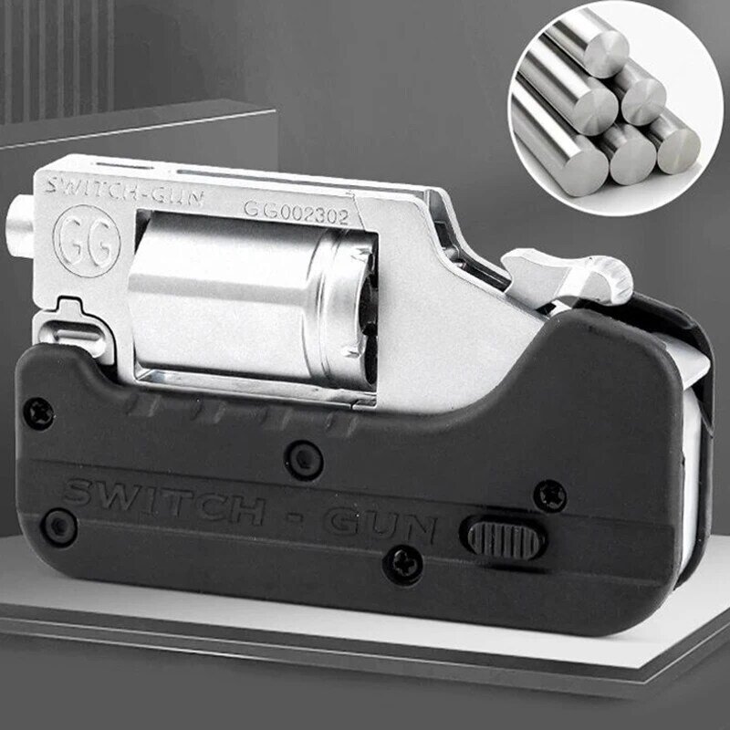 Alloy Left Wheel Metal Model Gun Collapsible Ghost Switch-Gun Folding Simulation Toy Soft Bullet Gun With Plastic Bullets