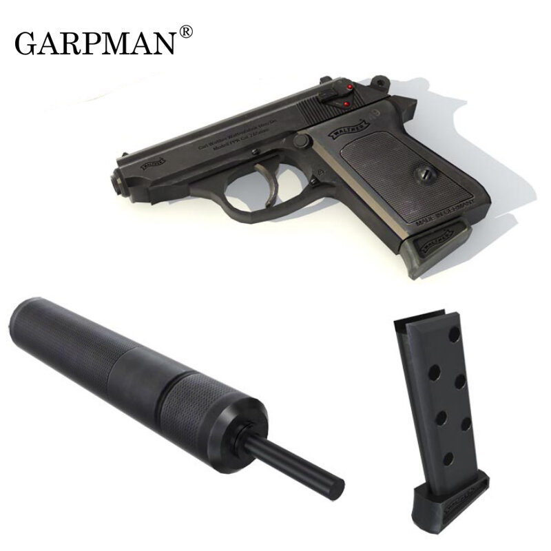 1:1 007 PPK بندقية ورقة نموذج الأسلحة النارية ثلاثية الأبعاد ستيريو الرسومات اليدوية لعبة ورق العسكرية