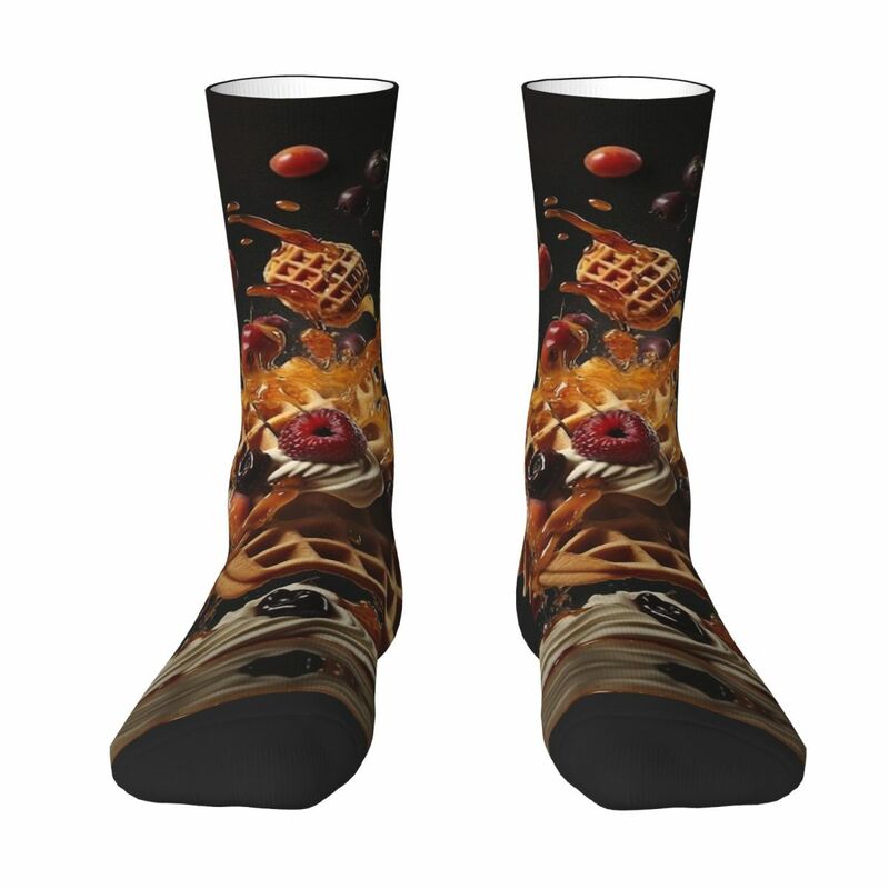 Nutty Chocolate Ice Cream Waffle 3 Men and Women printing Socks,lovely Applicable throughout the year Dressing Gift