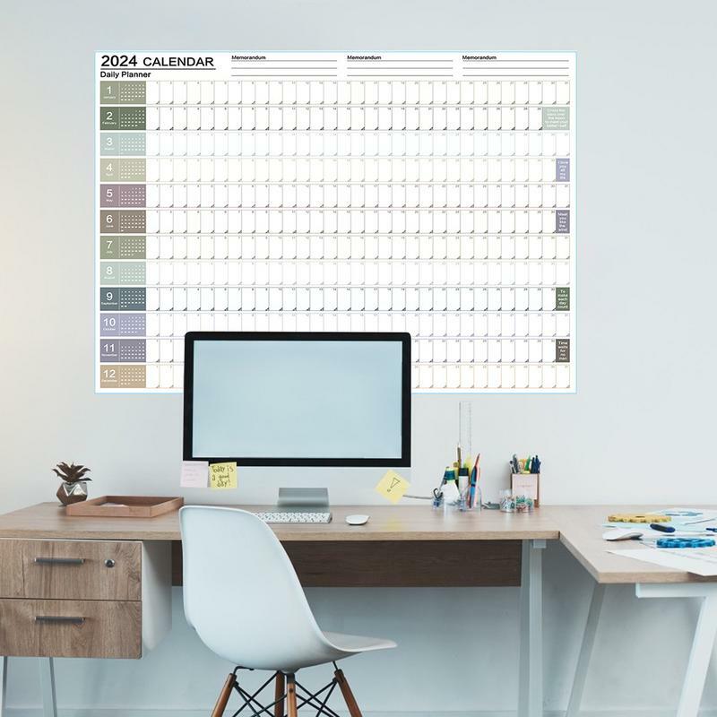 厚紙の壁掛けカレンダー、月単位のカレンダー、29x20インチ、12か月、サイズ2024、