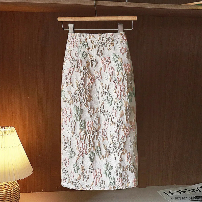 Femme Skirt Women Spring Autumn 2023 New Fashion Package Hip Skirt Slim Medium-length Skirt High Waist Faldas Aesthetic