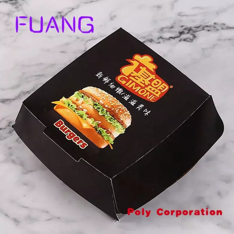 Niestandardowe drukowane na zamówienie z recyklingu pudełka do pakowania hamburgerów typu Fast Food na wynos