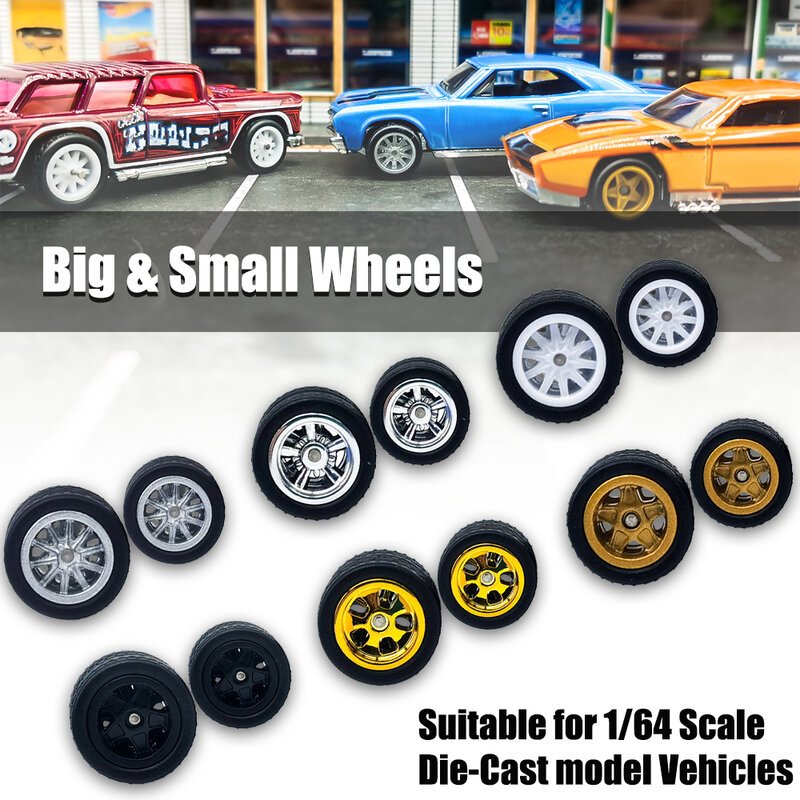 KICARMOD 1:64 LYC Small front and Big Rear Wheels For Model Car with Modified Parts Racing Vehicle Toy Hotwheels