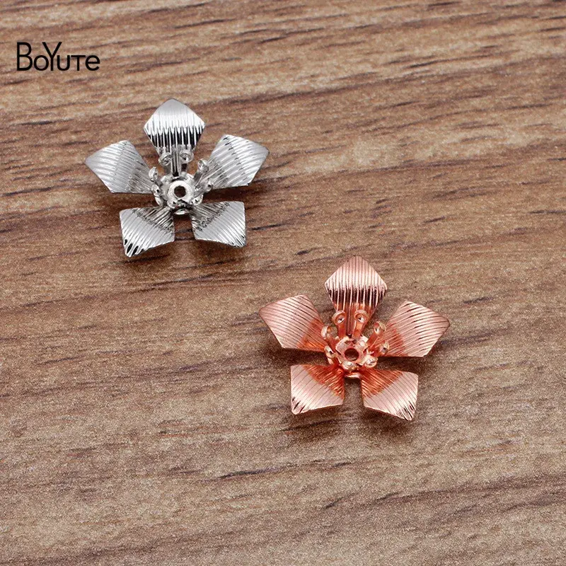 BoYuTe-Materiales de flores de latón de Metal, suministros de fábrica, accesorios de joyería hechos a mano, 16x5MM, 100 unidades por lote