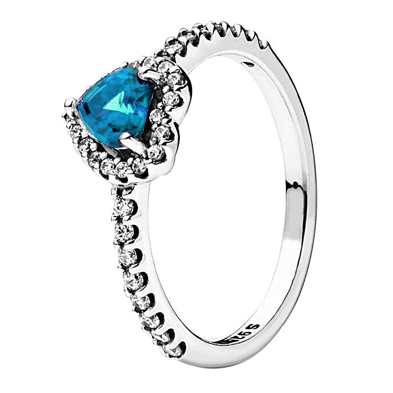 925 Sterling Zilveren Ring Verhoogd Hart Met Geel Paars Blauw Kristallen Ringen Voor Vrouwen Valentijn Verjaardagscadeau Diy Sieraden