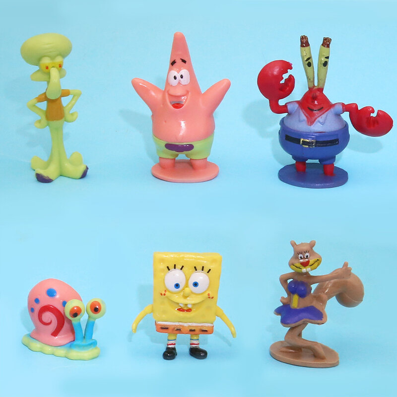 Anime Spongebobs Action Figures Cartoon Mini Dolls Fish Tank Decoration paesaggistica accessori per acquari regali di compleanno per ragazzi
