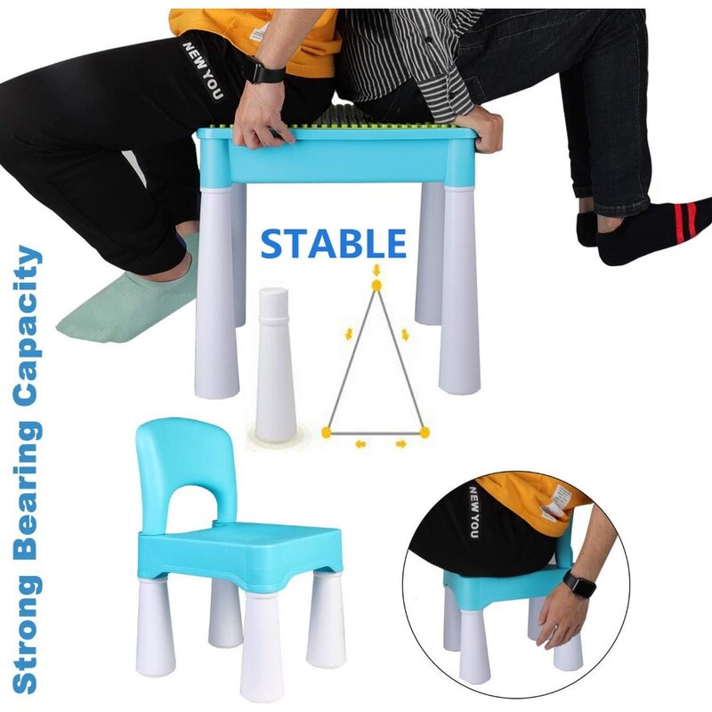 Multi Activity Table Set para Crianças, Building Block Table com Armazenamento, Play Table, 5 em 1