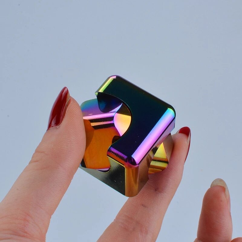 Metal Cube Fingertip Spinner, Descompressão, Spinning Tops, Anti-Ansiedade, Mão Fidget, Ventilação Brinquedos, Flipo Flip