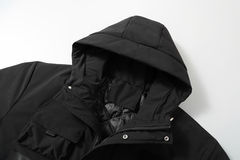 Oversized kurtka męska pogrubiona zimowa luźny krój gruba plus size ciepła kurtka z kapturem