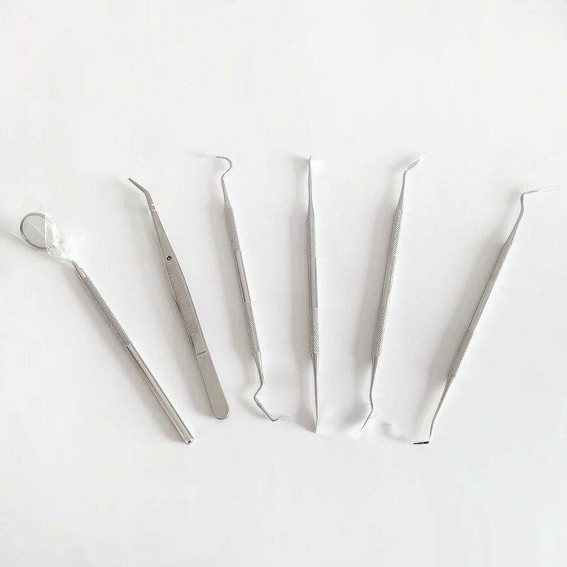 Orthodontics Dental Tool, Espelho Oral, Explorer Hook, Pinças, Scaler Sickle, Scaler Hole, Removedor de mancha, 3pcs, 6pcs