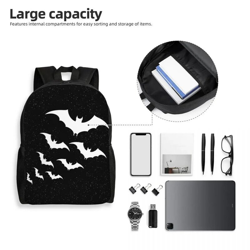 남녀공용 박쥐 야간 배낭, 방수 학교 대학 할로윈 고스 오컬트 마녀 가방, 인쇄 책가방