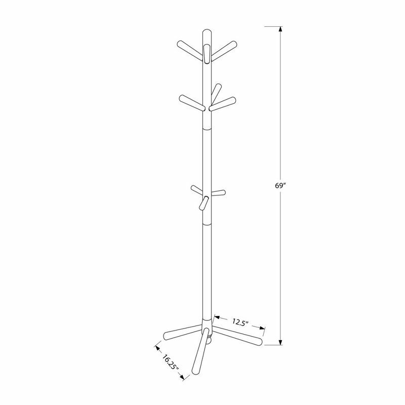 69" Contemporary Style Coat Rack in Rich Cappuccino Finish