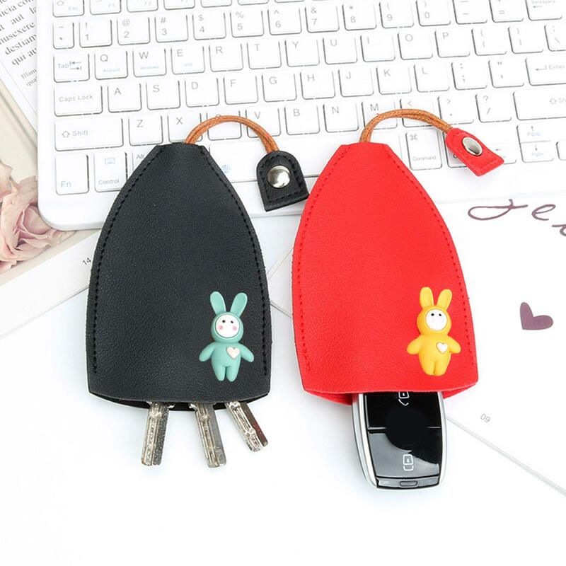 Cute Pull Out Key Case Cartoon Animals Rabbit Cat PU Leather Key Wallets Housekeepers Car Key Holder Case Leather Bag for Keys