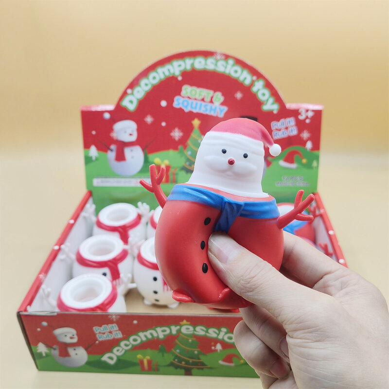 노벨티 재미있는 산타 클로스 핀치 음악 피젯 장난감, 창의적인 만화, 귀여운 눈사람 스퀴즈 컵, 어린이 성인 감압 장난감