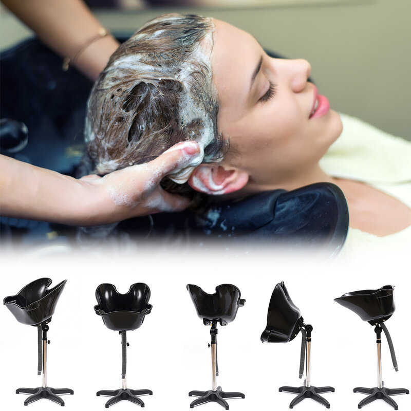 Bak Cuci rambut Salon portabel, mangkuk sampo portabel, tinggi dapat diatur, bak cuci belakang, penata rambut