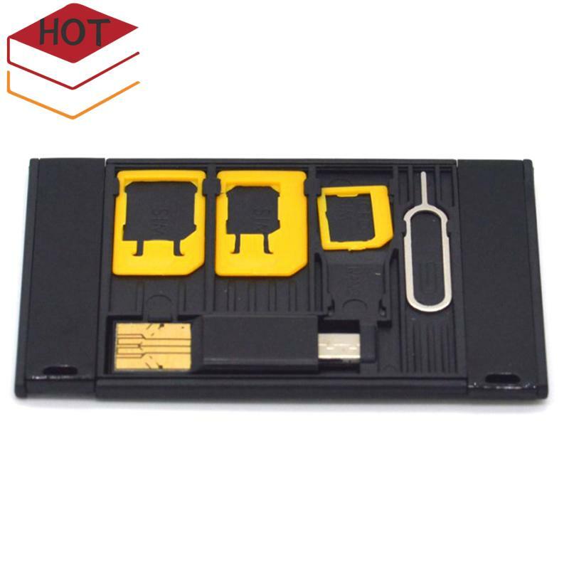 Credit Card Size Slim SIM Adapter Kit with TF Card Reader & SIM Card Tray Eject Pin SIM Card Holder For iPhone Huawei Xiaomi