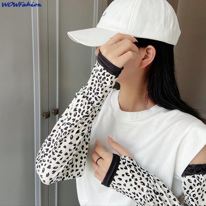 Summer Sunscreen Driving Ice Silk Sleeve Female Long Length UV Protection Hand Protector Printed Sleeve Arm Glove Ice Sleeve