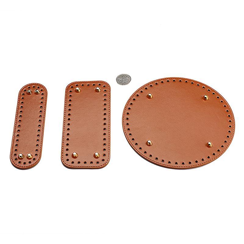 Fondo ovalado hecho a mano para bolso de punto, accesorio de cuero PU resistente al desgaste, con agujeros, Diy, 29,5x10cm