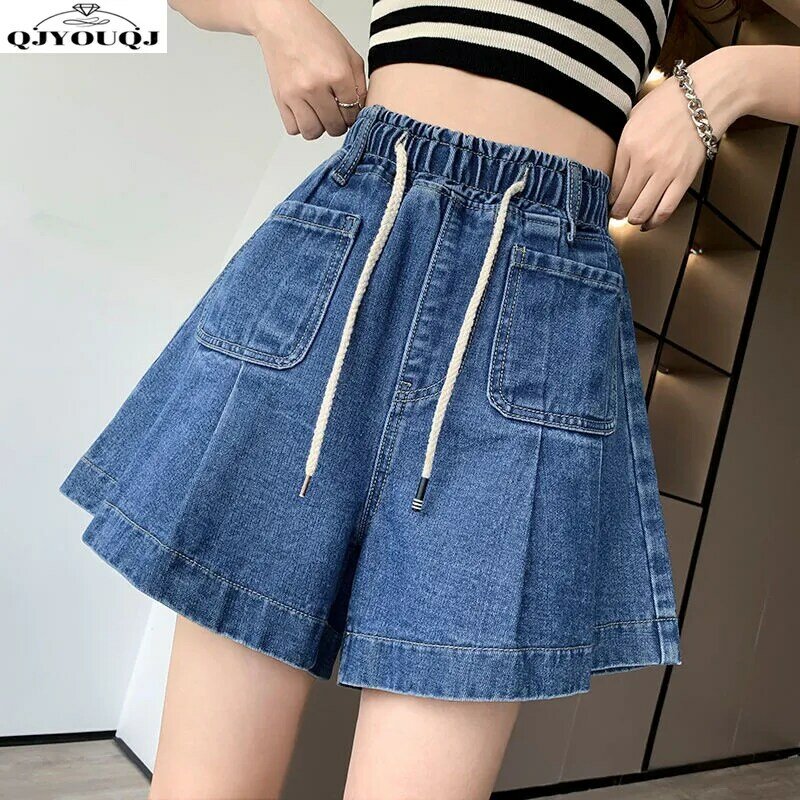 Large Size Denim Shorts Skirt for Women's Spring/summer Thin A-line Wide Leg Loose High Waist Slimming Fashion Shorts