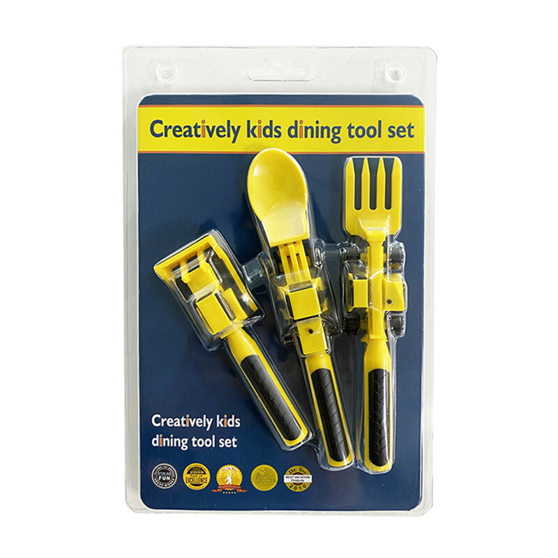 3PCS/Set Innovative Children's Car Tableware Bulldozer Excavator Shovel Cutlery Kids Tableware Using Materials Tested For Safety