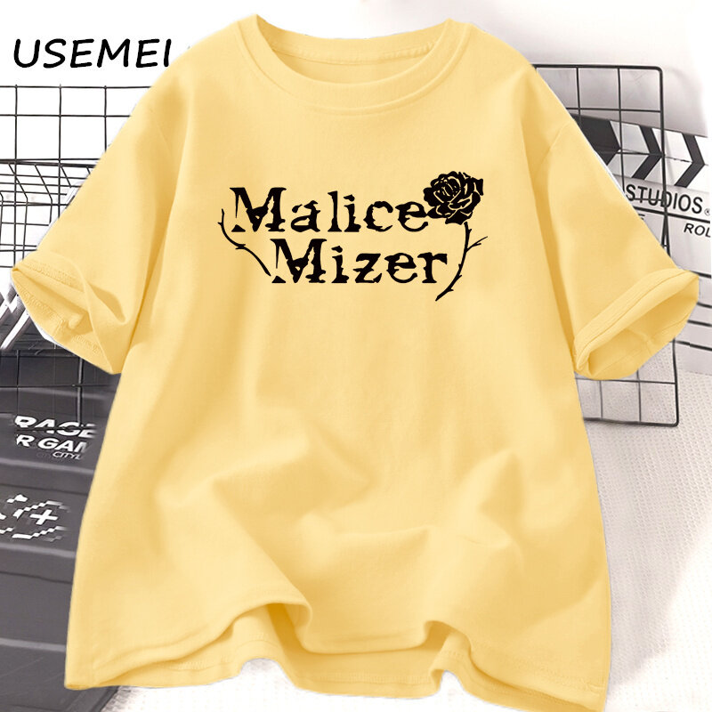 Malice Mizer 남녀공용 로즈 티셔츠, 록 음악 그래픽 티셔츠, 라운드넥 면 반팔 티셔츠, 오버사이즈 스트리트웨어