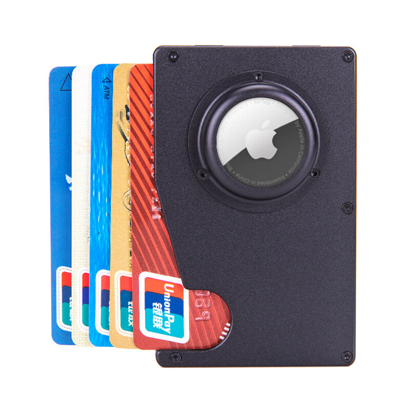Porte-cartes Airtag Rfid en métal, personnalisé, pour hommes et femmes, avec nom, pour Apple Airtag Tracker, porte-cartes bancaire