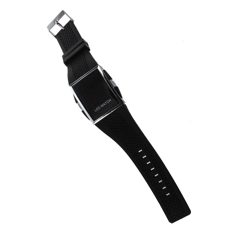 Jam tangan LED Digital untuk wanita, jam tangan tali olahraga LED mewah modis warna hitam sepenuhnya