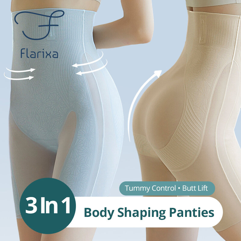 Бесшовные женские корректирующие трусики Flarixa с высокой талией, ультратонкие желеобразные Утягивающие трусики, нижнее белье из вискозы, безопасные короткие штаны