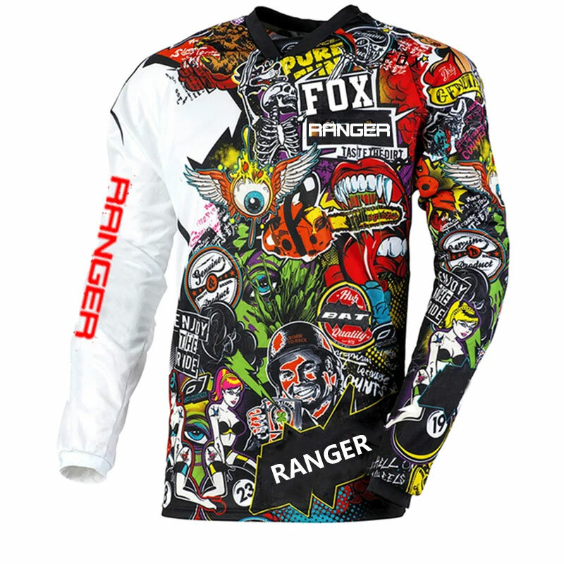 RANGERFox-Camiseta de equipo de bicicleta de montaña y motocicleta, camisa de locomotora para bicicleta de montaña, MTB, todoterreno, DH, MX