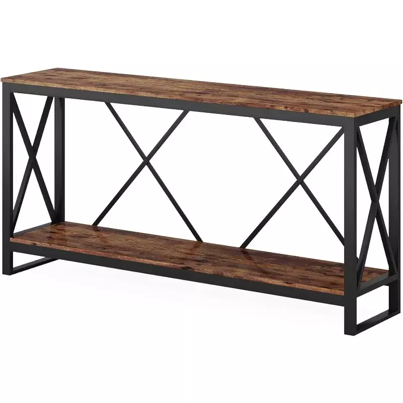 70.9 Inch Extra Long Console Table, Industrial Narrow Sofa Entry Behind Couch for Living Room