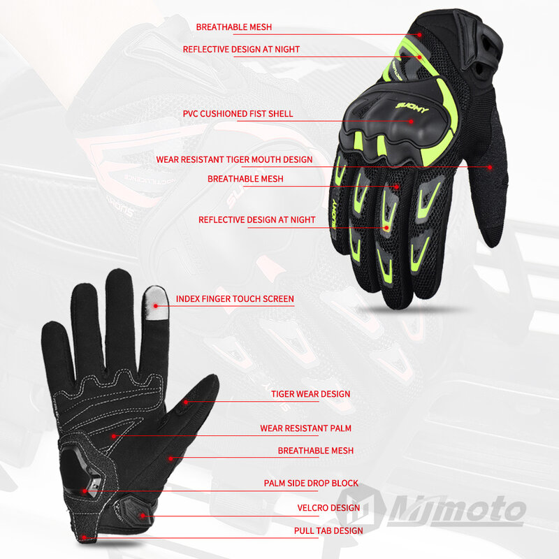Suomy Motorcycle Gloves Summer Mesh Breathable Moto Gloves Men Women Touch Screen Motocross Gloves Touch Screen Cycling Gloves