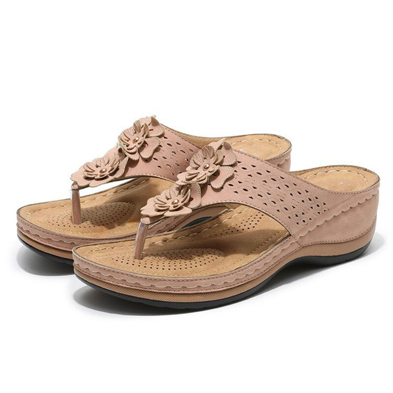 รองเท้าแตะ Comfort ลำลองระดับพรีเมียมสำหรับผู้หญิงรองเท้าแตะส้นแบนฤดูร้อนเดินป่ากลางแจ้งการเดิน