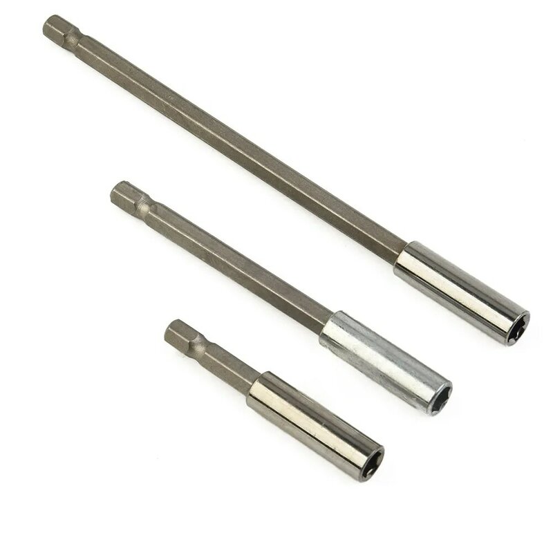 Screwdriver Quick Release Magnetic Steel Extension Bit Holder Set 3 Sizes Universal 60 100 150mm 1/4 3pcs Easy