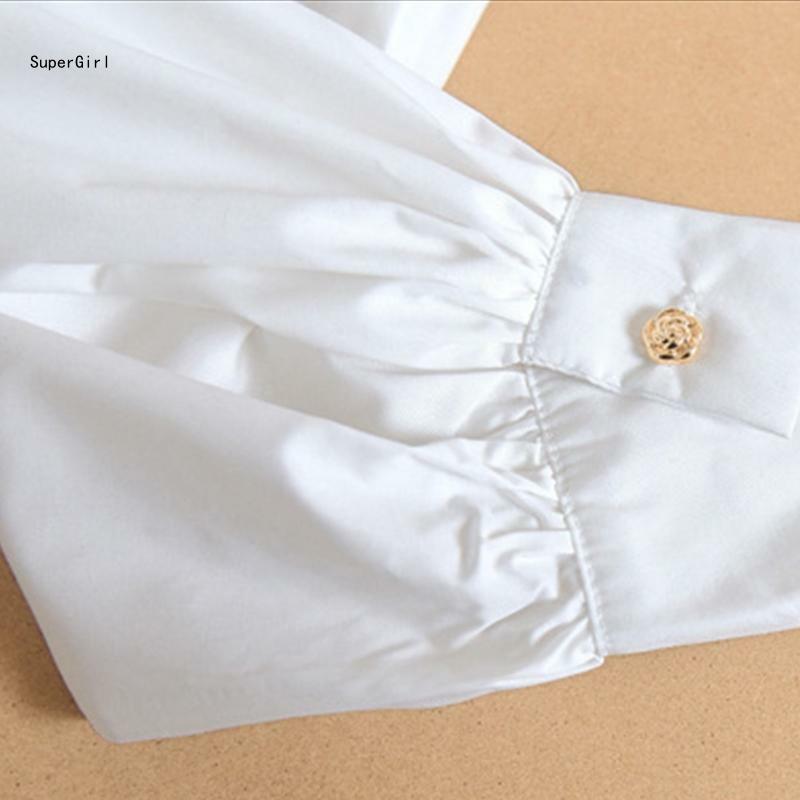 Blusa feminina com falsa camadas, lapela, manga comprida, destacável, Dickey J78E
